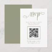 Cartons Réponse Script manuscrit vert Sage Code QR simple (Devant / Derrière)