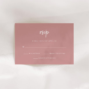 Cartons Réponse Script minimaliste moderne Dusty Rose Mariage