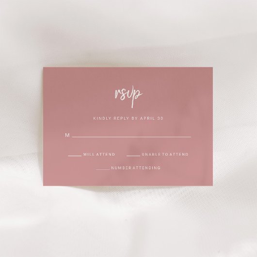 Cartons Réponse Script minimaliste moderne | Dusty Rose Mariage