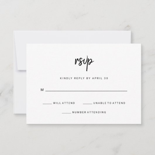 Cartons Réponse Script minimaliste moderne | MARIAGE (Devant)