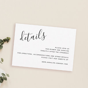 Cartons Réponse Script minimaliste simple Détails du mariage élé