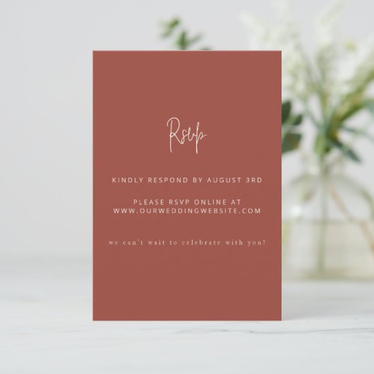 Cartons Réponse Script Modern Terracotta & Cream Mariage Website R (Debout devant)