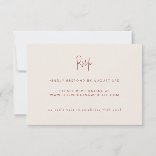 Cartons Réponse Script Modern Terracotta & Cream Site Mariage (Devant)