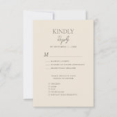 Cartons Réponse Script moderne beige Whimsical Mariage bohème (Devant)