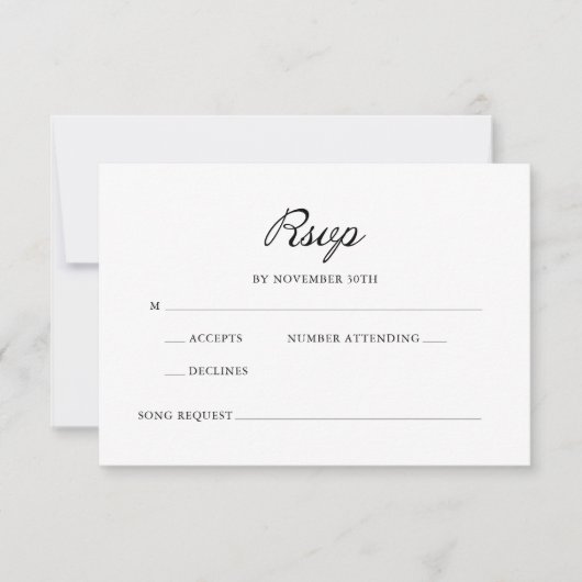 Cartons Réponse Script moderne Calligraphie minimale Mariage blanc (Devant)