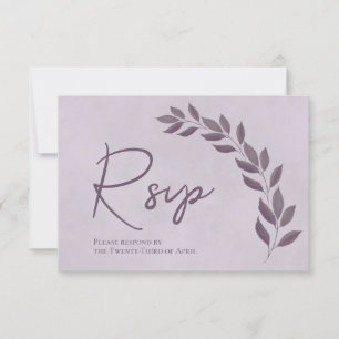 Cartons Réponse Script moderne Dusty Purple & Plum Feuille Mariage