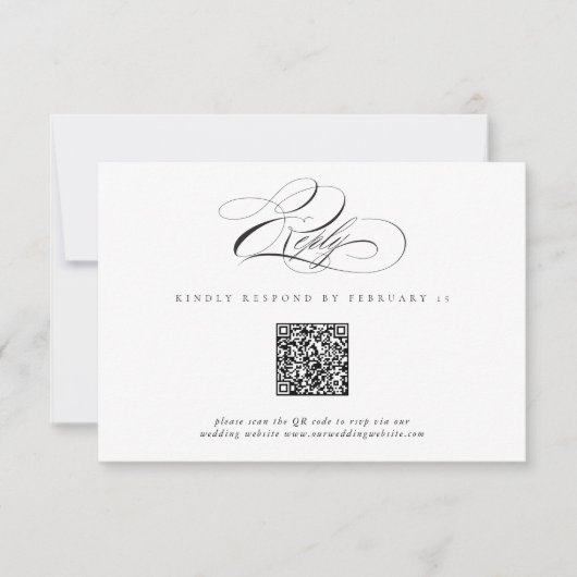Cartons Réponse Script moderne élégant classique QR Code Mariage R (Devant)