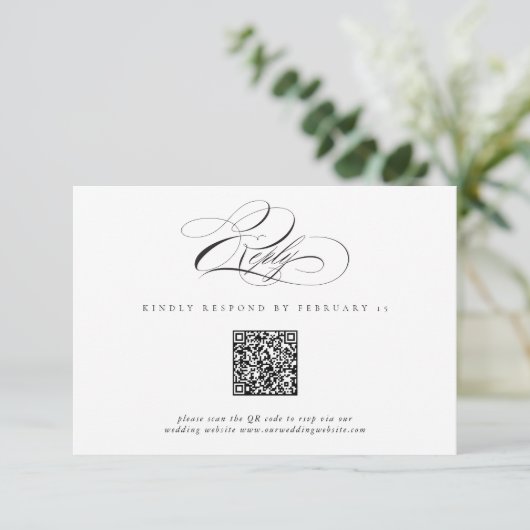 Cartons Réponse Script moderne élégant classique QR Code Mariage R (Debout devant)