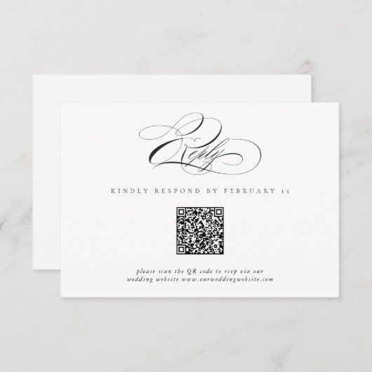 Cartons Réponse Script moderne élégant classique QR Code Mariage R (Devant / Derrière)