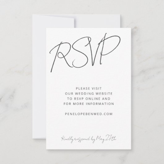 Cartons Réponse Script moderne Noir Blanc Mariage site Web en lign (Devant)