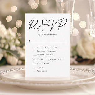 Cartons Réponse Script noir simple et chic avec Mariage de choix d