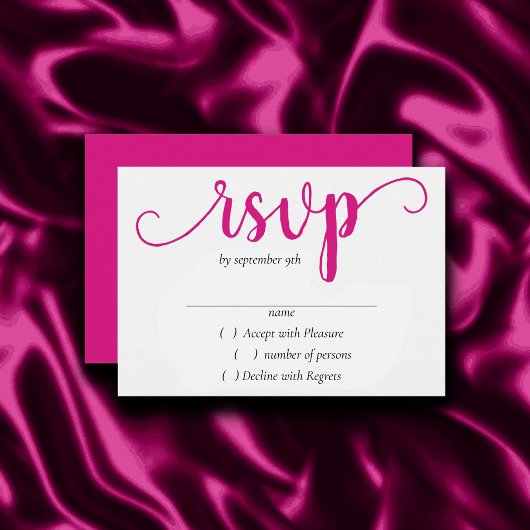 Cartons Réponse Script rose chaud simple | Magenta Flourish Event