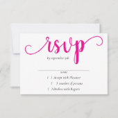Cartons Réponse Script rose chaud simple | Magenta Flourish Event (Devant)