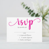 Cartons Réponse Script rose chaud simple | Magenta Flourish Event (Debout devant)