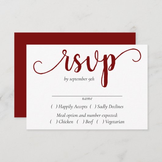 Cartons Réponse Script rouge simple | Choix d'arbre de cerise (Devant / Derrière)