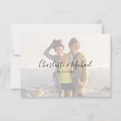 Cartons Réponse Script simple élégant Dusty Blue Photo Mariage (Dos)