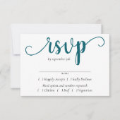 Cartons Réponse Script Turquoise simple | Choix de repas bleu fonc (Devant)