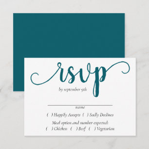 Cartons Réponse Script Turquoise simple   Choix de repas bleu fonc