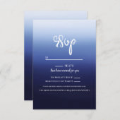 Cartons Réponse Sea Ocean Blue Modern Minimal Beach Wedding (Devant / Derrière)
