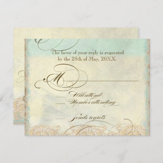 Cartons Réponse Sea Turtle Modern Coastal Ocean Beach Swirls (Devant / Derrière)