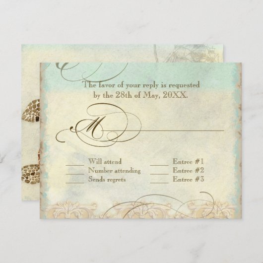 Cartons Réponse Sea Turtle Modern Coastal Ocean Beach Swirls (Devant / Derrière)