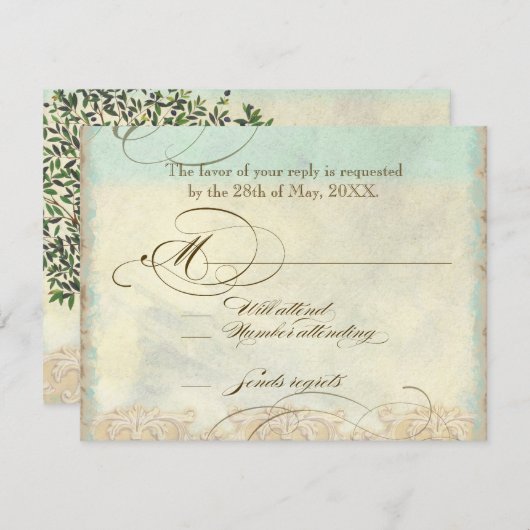 Cartons Réponse Sea Turtle Modern Coastal Ocean Beach Swirls (Devant / Derrière)