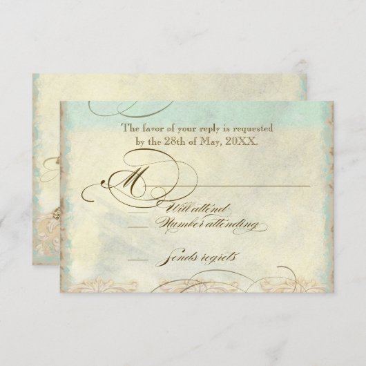 Cartons Réponse Sea Turtle Modern Coastal Ocean Beach Swirls (Devant / Derrière)