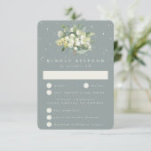 Cartons Réponse Seafoam Green Snowberry+Eucalyptus Bouquet Mariage (Debout devant)