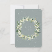 Cartons Réponse Seafoam Green Snowberry+Eucalyptus Bouquet Mariage (Dos)