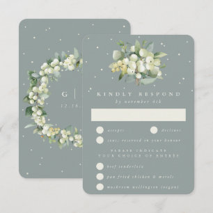 Cartons Réponse Seafoam Green Snowberry+Eucalyptus Bouquet Mariage