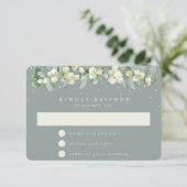 Cartons Réponse Seafoam Green Snowberry+Eucalyptus Garland Mariage (Debout devant)