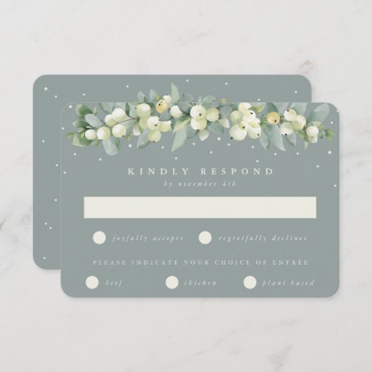 Cartons Réponse Seafoam Green Snowberry+Eucalyptus Garland Mariage (Devant / Derrière)