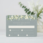 Cartons Réponse Seafoam Green Snowberry+Eucalyptus Garland Mariage (Debout devant)