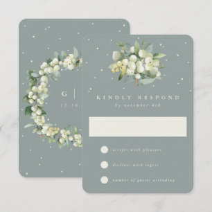 Cartons Réponse Seafoam Green Snowberry+Eucalyptus Mariage