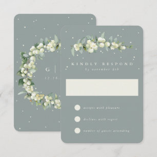 Cartons Réponse Seafoam Green Snowberry+Eucalyptus Mariage