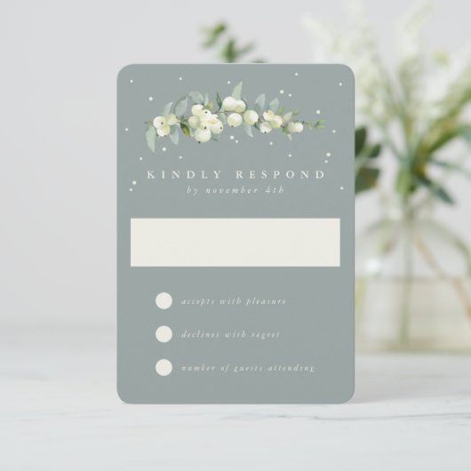 Cartons Réponse Seafoam Green Snowberry+Eucalyptus Mariage (Debout devant)