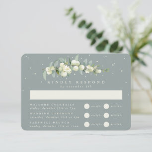 Cartons Réponse Seafoam Snowberry + Eucalyptus Mariage Multi-Événe