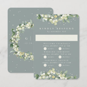 Cartons Réponse Seafoam Snowberry+Eucalyptus Mariage Multi-événeme