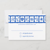 Cartons Réponse Seashell Grid Beach Wedding PERSONNALISÉ (Devant)