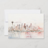 Cartons Réponse Seattle Washington Watercolor Landscape Wedding (Dos)