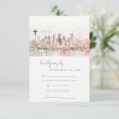 Cartons Réponse Seattle Washington Watercolor Landscape Wedding (Debout devant)