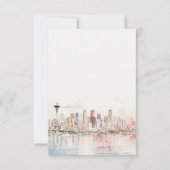 Cartons Réponse Seattle Washington Watercolor Landscape Wedding (Dos)