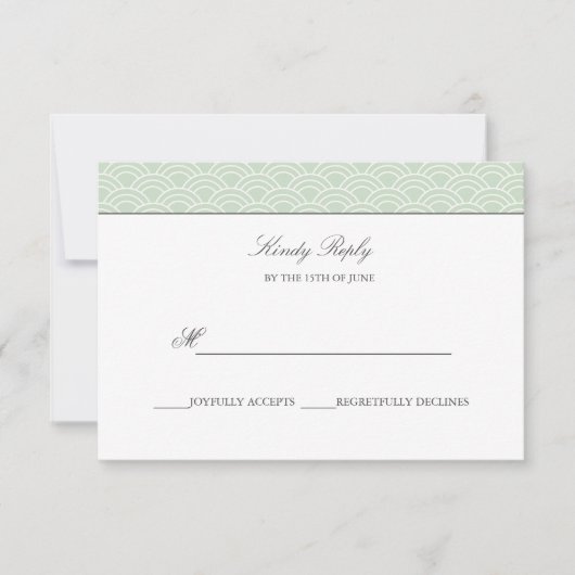 Cartons Réponse Seigaiha | Vague de mariage japonaise verte poussi (Devant)
