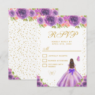 Cartons Réponse Seize ans de la princesse aux cheveux bruns florau