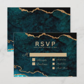 Cartons Réponse Sélection de repas Turquoise Gold Agate Mariage (Devant / Derrière)