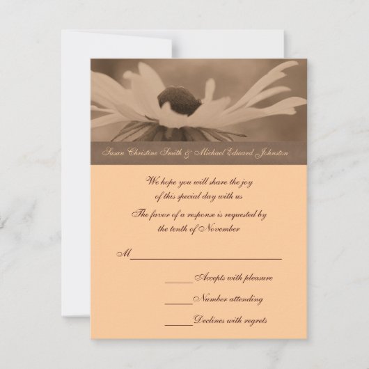 Cartons Réponse Sepia Black Eyed Susan Flower Mariage (Devant)