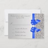 Cartons Réponse Séquins d'argent Diamond Royal Blue Bow Wedding RS (Dos)
