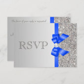Cartons Réponse Séquins d'argent Diamond Royal Blue Bow Wedding RS (Devant / Derrière)