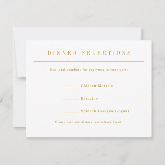 Cartons Réponse Série simple Typographie moderne Mariage Or Jaune (Dos)