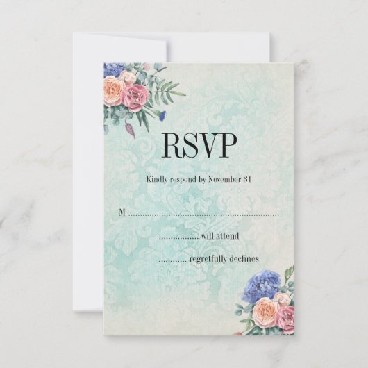Cartons Réponse Shabby Chic Fond d'écran défraîchi et Mariage flor (Devant)